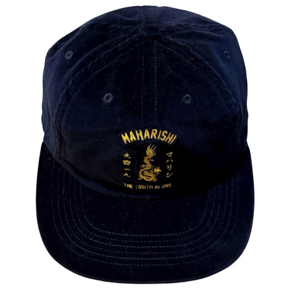 Maharishi Velvet Sun Dragon 6 Panel Cap Hat Embroidered Navy Made In USA - Picture 2 of 7